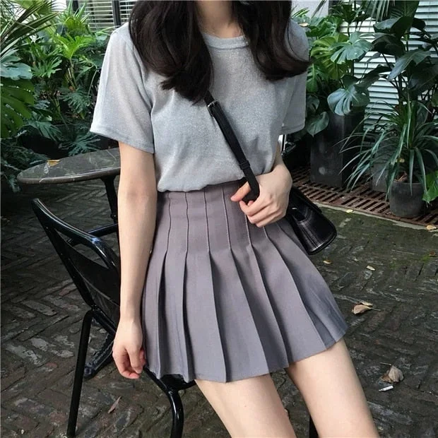 2021 summer high waist anti-failure pleated skirt playful white age reduction skirt female casual college style clothes