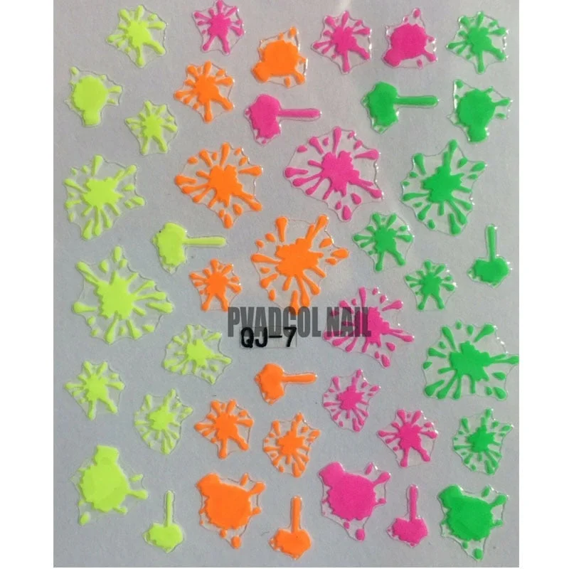 Nail Art 3D Decal Stickers Neon Lines Stars Summer Nails Self Adhesive Manicure Acrylic Designs Tool-Nail Inspo
