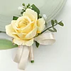 10PCS Bridal Groom Guests Wedding Catering Rose Corsage Boutonniere Wrist Artificial Flower Bouquets