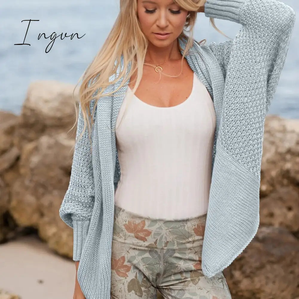 Ingvn - Oversize Batwing Sleeve Sweaters Light Blue / One Size