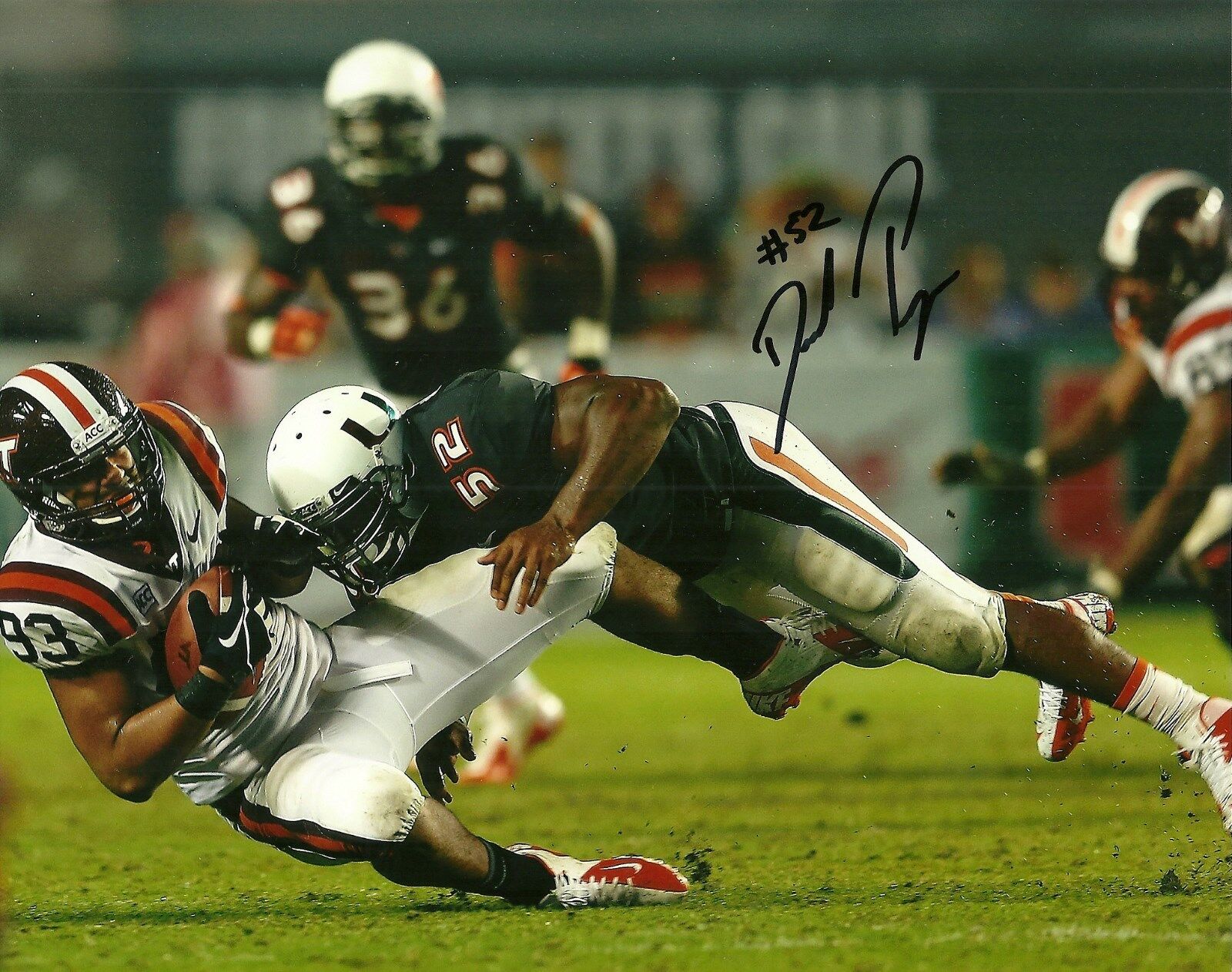 SAN DIEGO CHARGERS DENZEL PERRYMAN HAND SIGNED MIAMI HURRICANES 8X10 Photo Poster painting W/COA