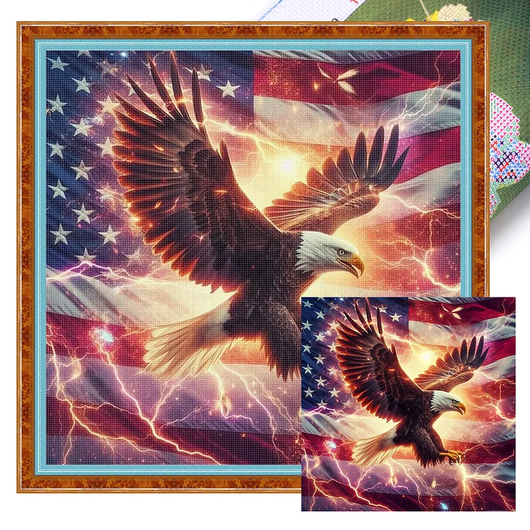 【Huacan Brand】Independence Day Eagle 40*40cm 11CT Stamped Canvas Cross Stitch gbfke