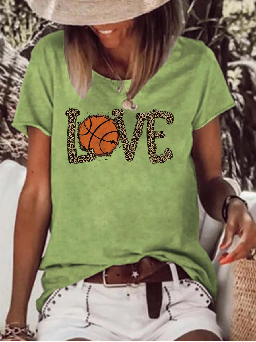 Love Leopard basketball Raw Hem Tee-Guru-buzz