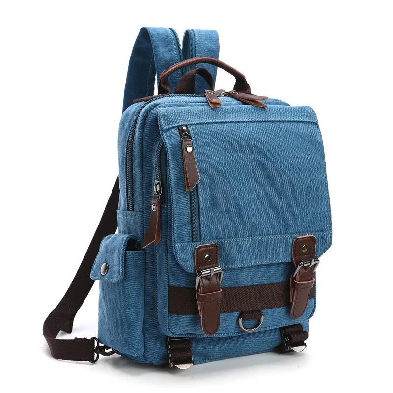 Outdoor Travel Messenger Canvas Chest Bag, Color: Blue Backpack