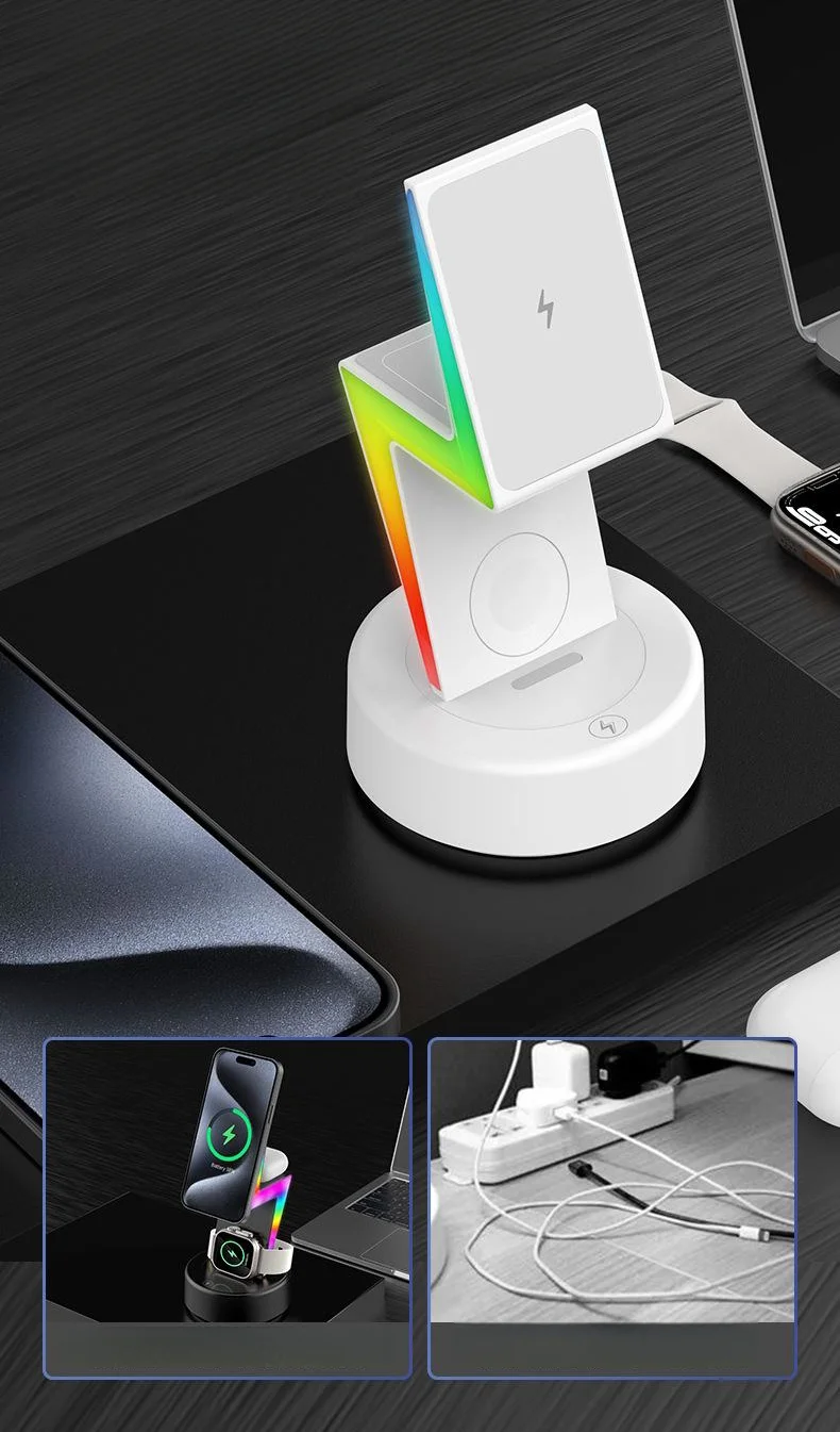 Lightning three-in-one wireless charging phone watch Bluetooth headset fast charging charger