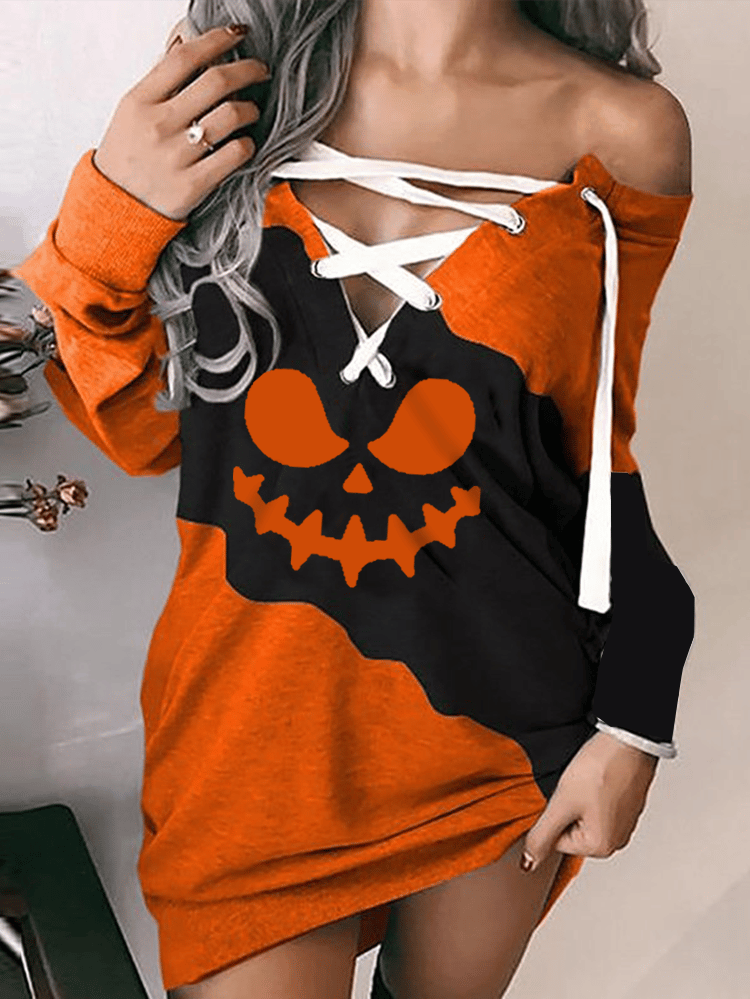 Women's Jack Skellington Off Shoulder Cross Strap Sweatshirt