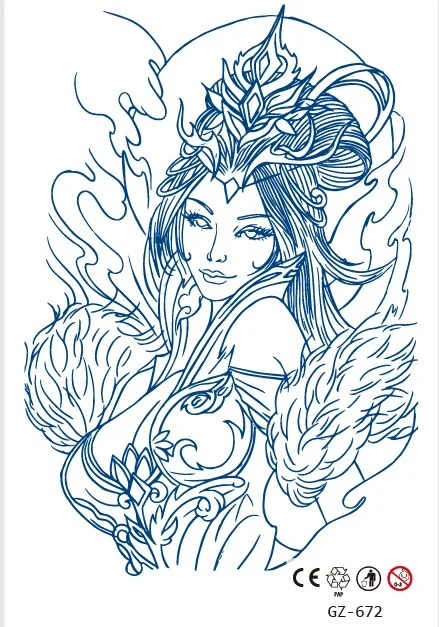 Temporary Waterproof Tattoo Stickers Ancient Chinese God of War Totem Thinker Juice Ink Men Women Girl Chest Arm Body Fake Tatoo