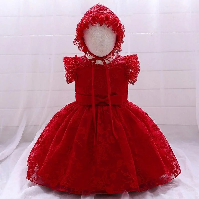 2021 Child Big Bow Baptism 1st Birthday Dress For Baby Girl Clothes Long Sleeve Princess Dresses Party And Wedding Infant Dress
