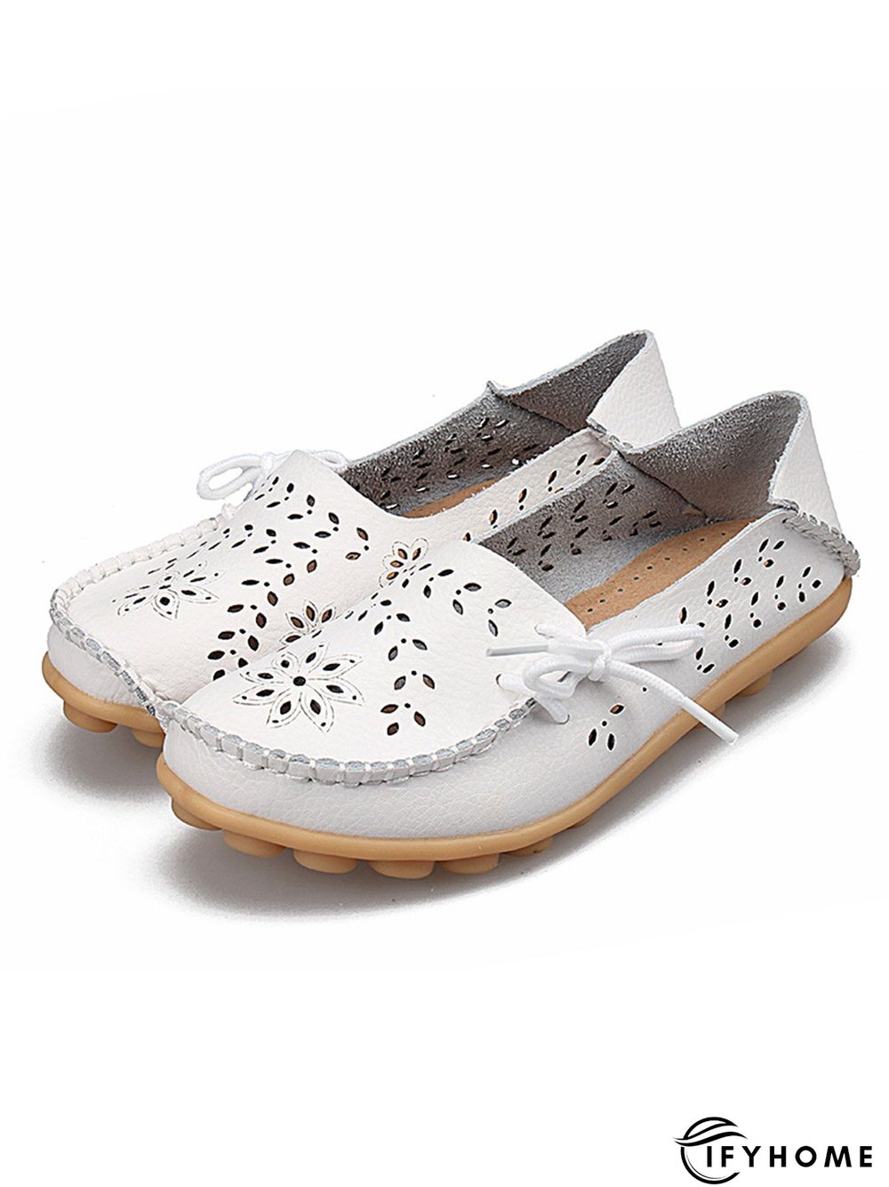 Cowhide Hollow Lace-up Portable Shoes | IFYHOME