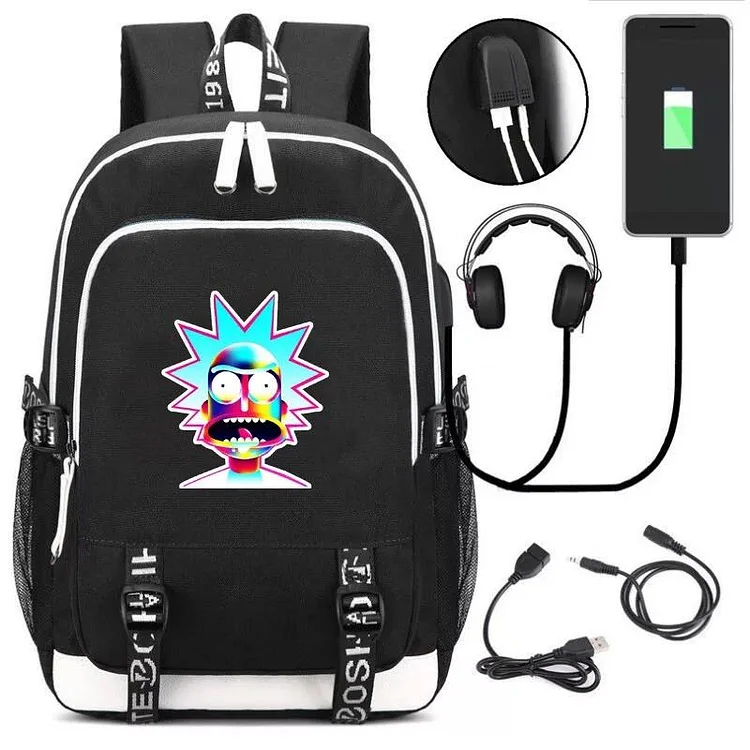 Mayoulove Anime Rick And Morty #2 USB Charging Backpack School Note Book Laptop Travel Bags-Mayoulove