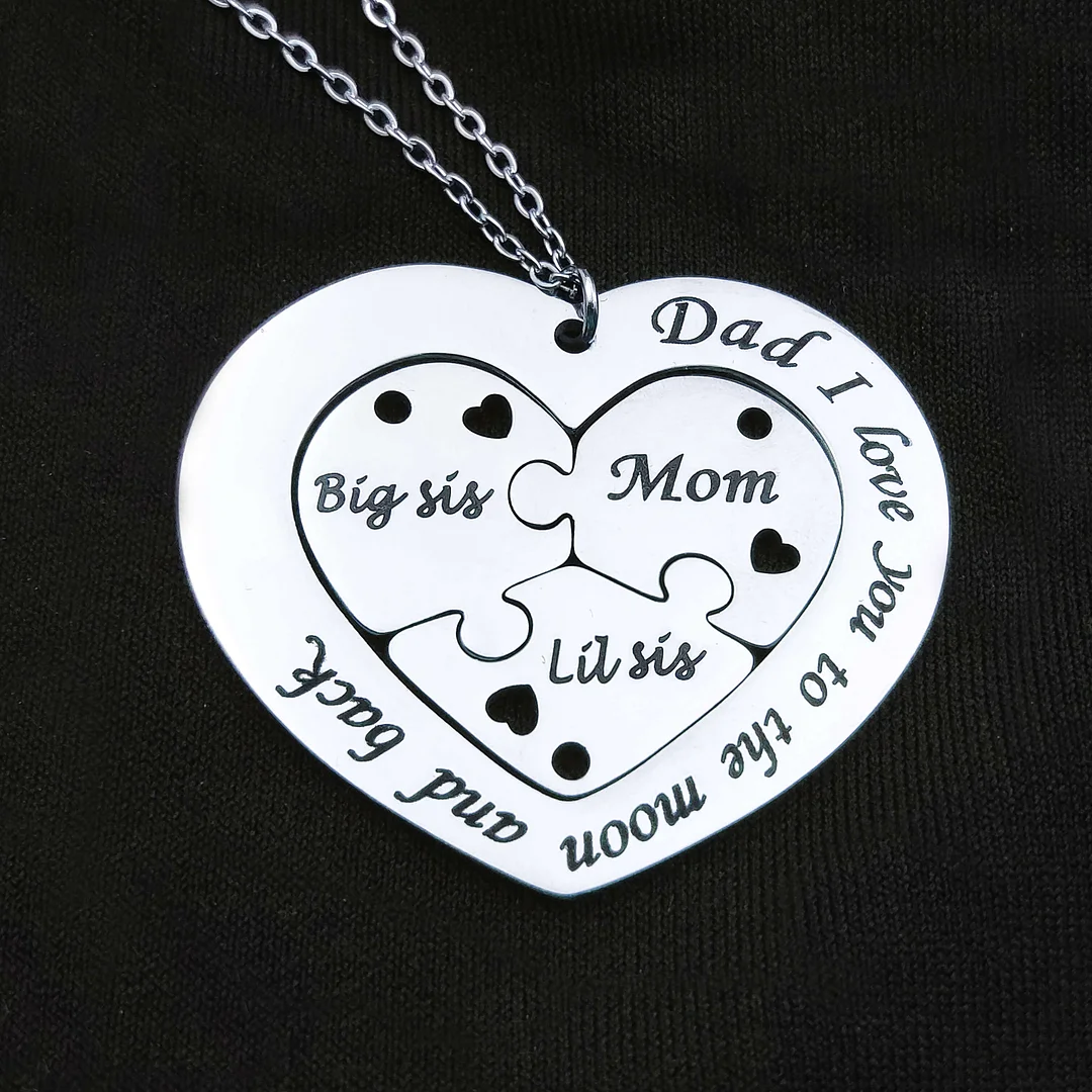 4 pcs Necklace For Mum, Dad and 2 Children