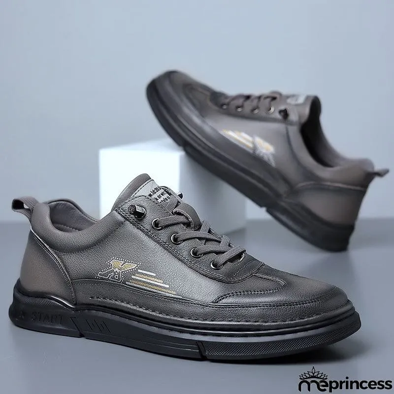Fashion Hand Stitch Lace Up Genuine Leather Men Shoes