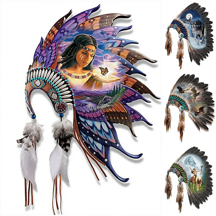 Full Round Diamond Painting - Native American Headgear 30*40CM