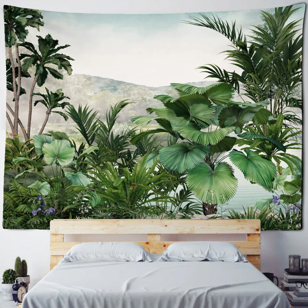 Nigikala Banana Tree Tapestry Wall Haning Psychedelic Hippie Oil Painting Tapiz Tropical Plants Background Cloth Boho Decor