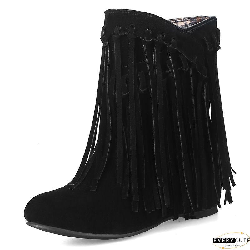 Tassel Wedge Heel Zipper Shoes