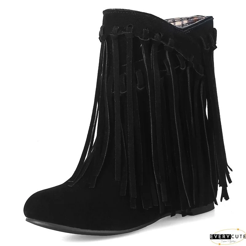 Tassel Wedge Heel Zipper Shoes