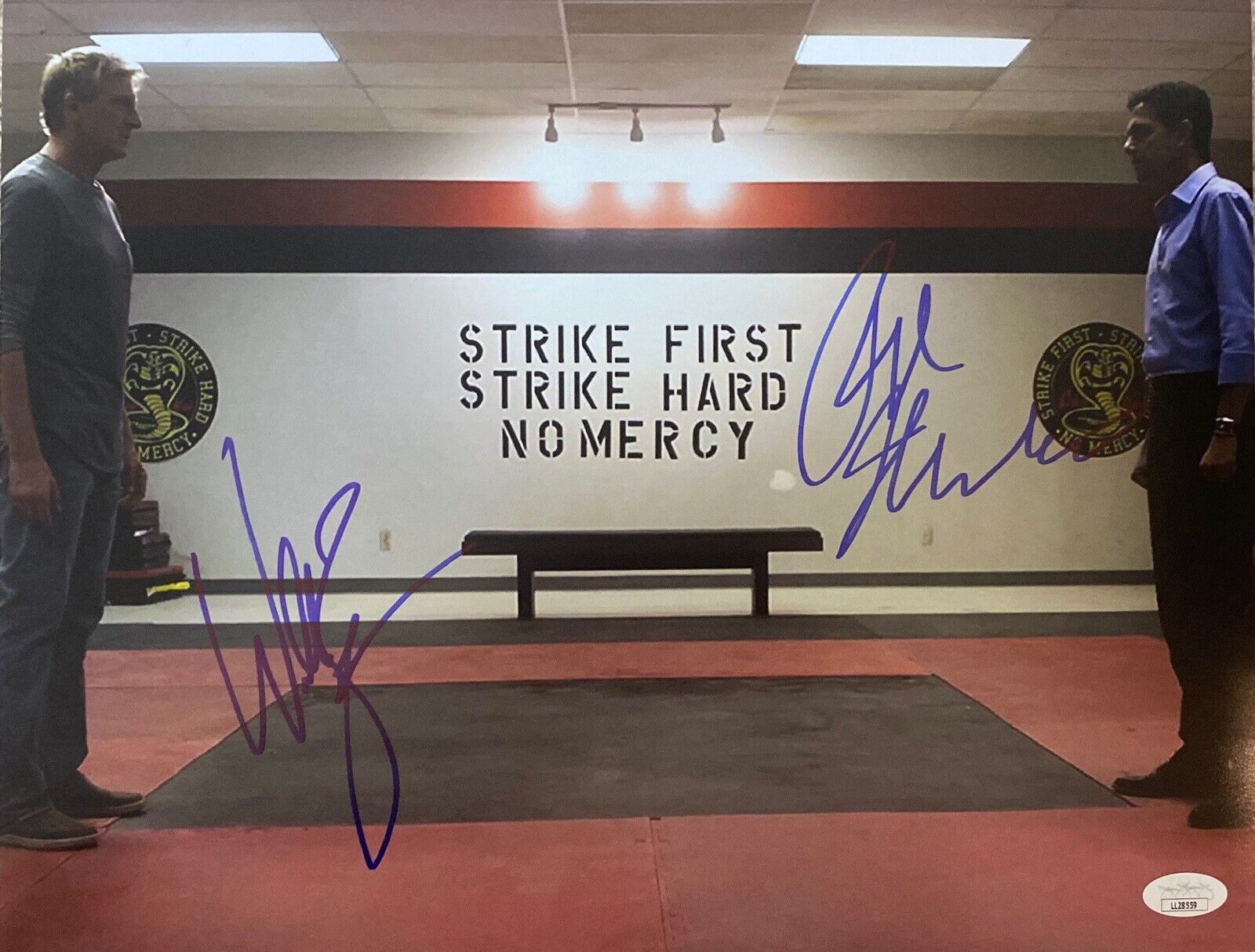 Ralph Macchio & William Zabka Cobra Kai Dual Autographed 11x14 Pose #1 JSA