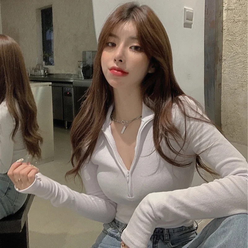 Brownm Brownm Quality 2023 Autumn Decoration Body Sexy Bottom Shirt With Korean Version Of Short Jacket Women With Long-Sleeved T-Shirt Women