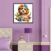 Diamond Painting -5D Full Round Drill Flower Cluster Dog