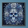 Partial Drill 5D Diamond Painting Kit Skull Abstract 30x30cm(Blue Skull)