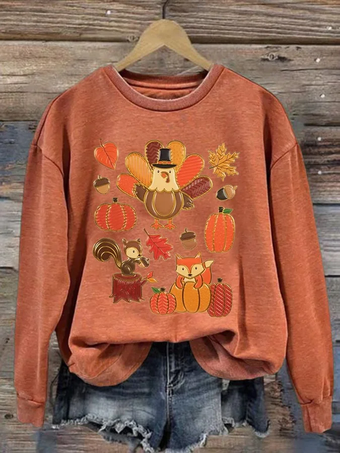 Women'S Autumn Pumpkin Print Sweatshirt