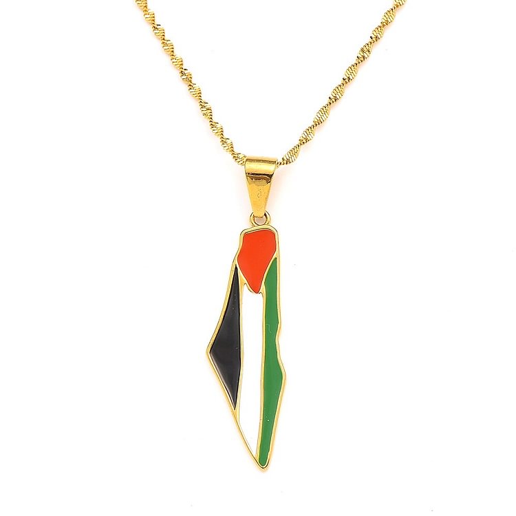 24k gold color Palestine map National Flag pendant &amp; necklace for women