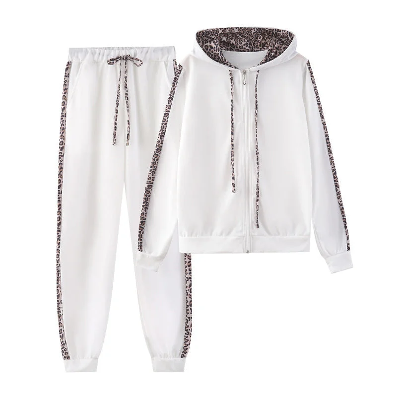 Uveng Leopard Print Hooded Sports Yoga Pants