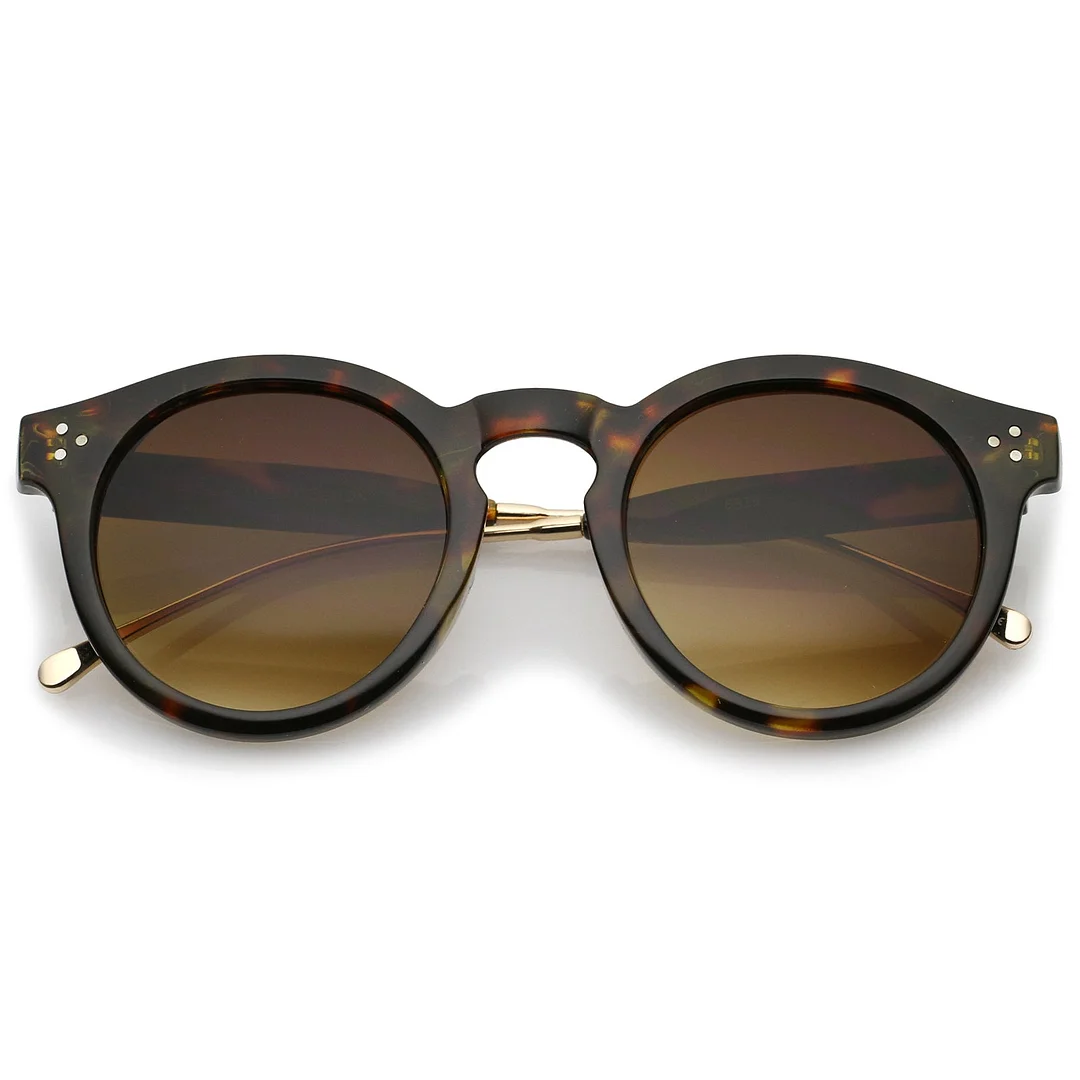 Metal Temple Keyhole Bridge Neutral-Colored Lens P3 Round glasses 50mm