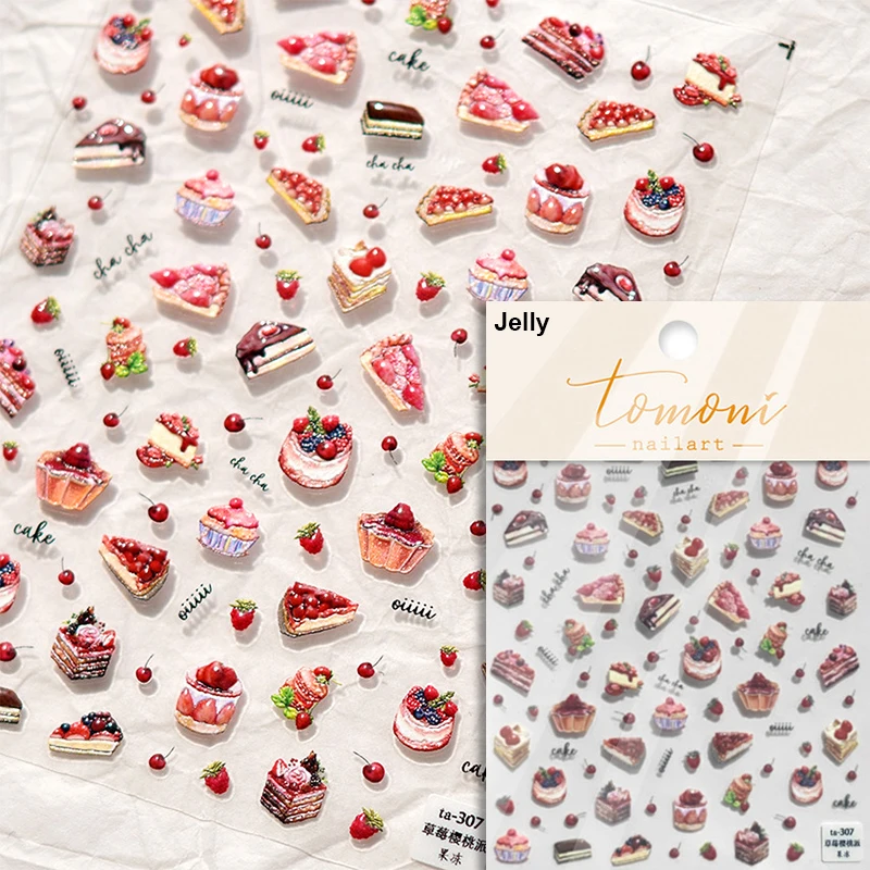 Shiny Cherry Strawberry Star Pudding Sundae Ice Cream Cones Jelly Self Adhesive Nail Art Sticker Summer Manicure Decal Wholesale