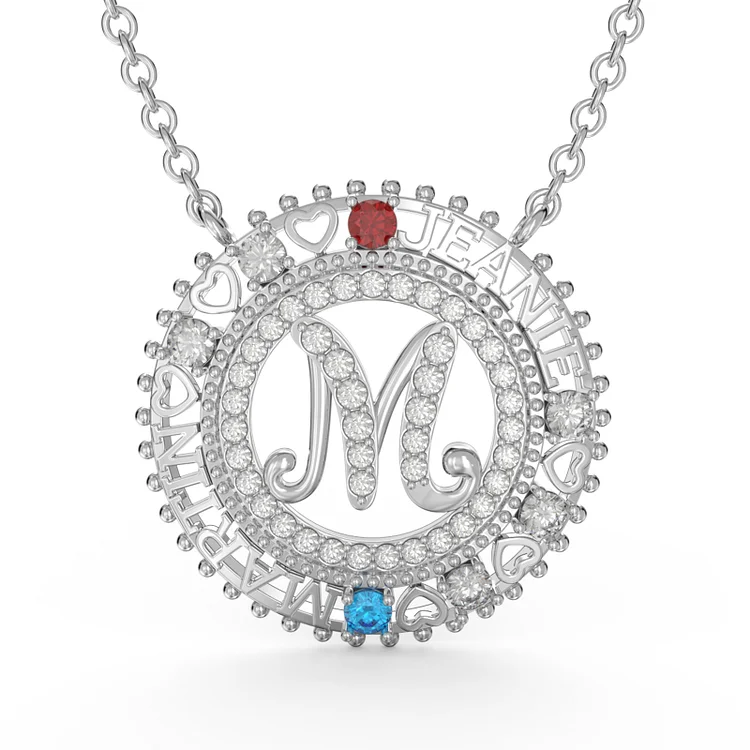 Collier de bijoux 3D lettres Personnalisés avec Pierre De Naissances