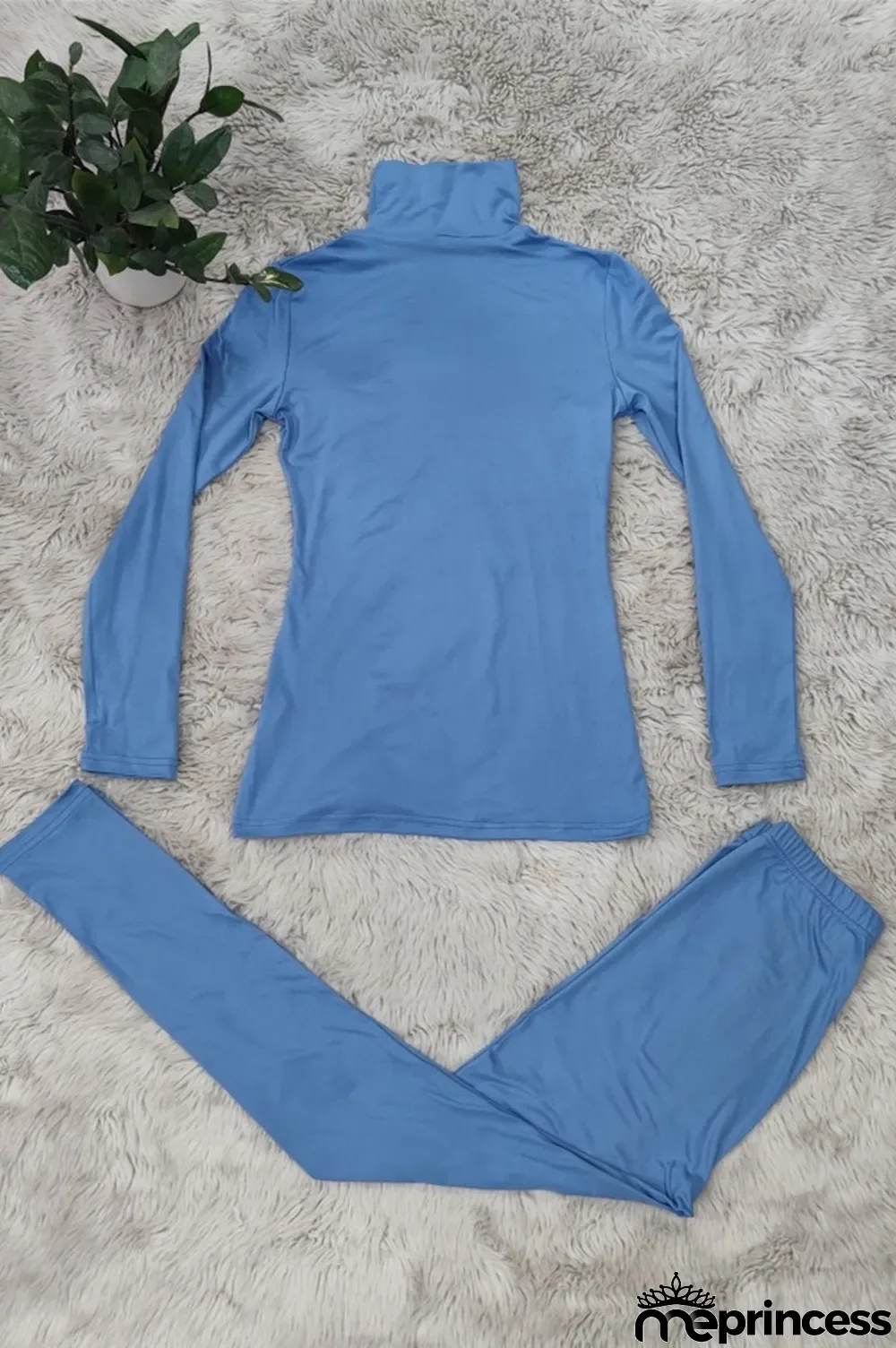 Dark Purple Fashion Casual Solid Basic Turtleneck Long Sleeve Two Pieces