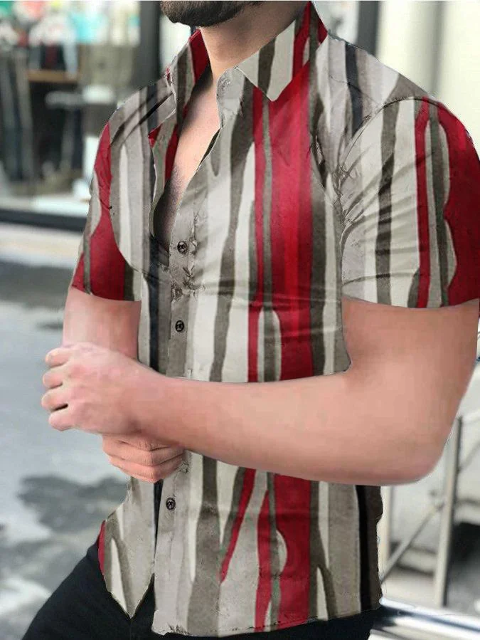 Men's Casual Printed Short-Sleeved Shirt21