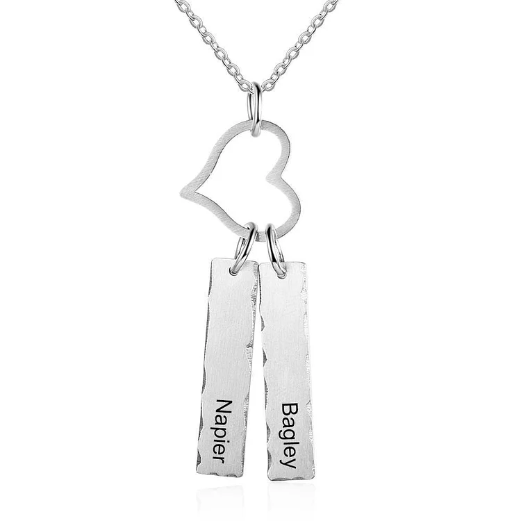 Collier Double Barre 2 prenoms Personnalisé Avec Coeur