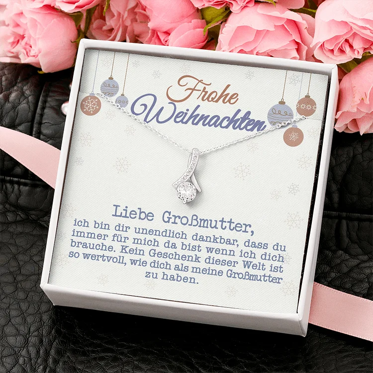 Kettenmachen 925 Sterling Silber Halskette Geschenk - An Meine Großmutter-Frohe Weihnachten Geschenk mit Nachrichtenkarte 