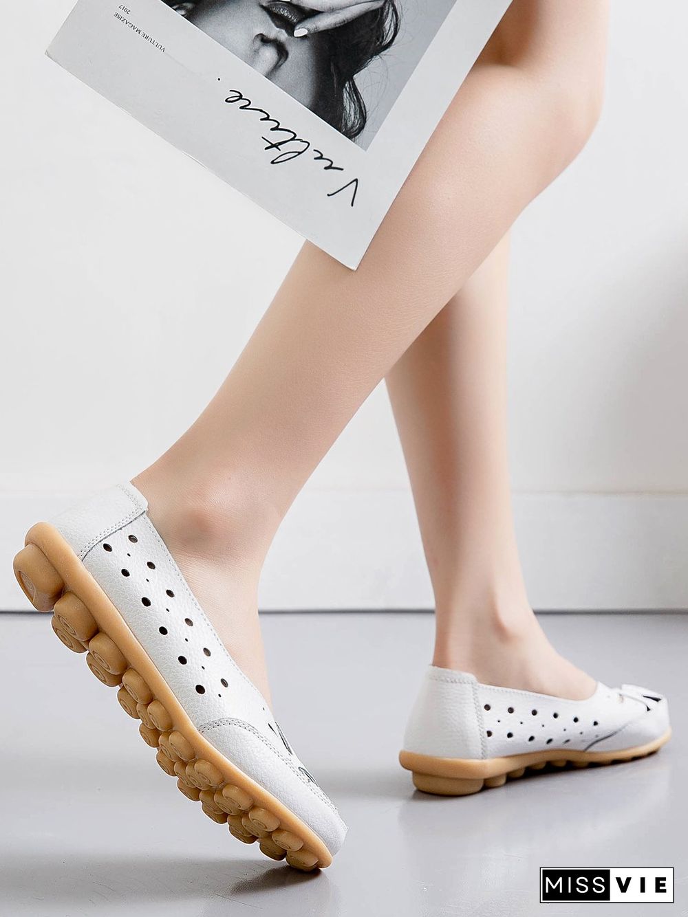 Hollow Leather Soft Sole Shoes