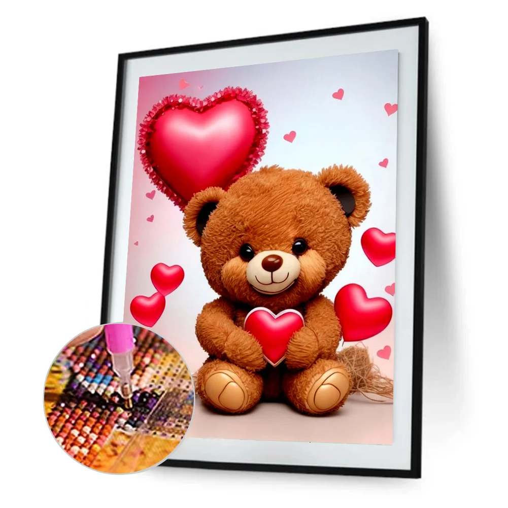 Diamond Painting - Full Round Drill - Love Bear(Canvas|30*40cm)