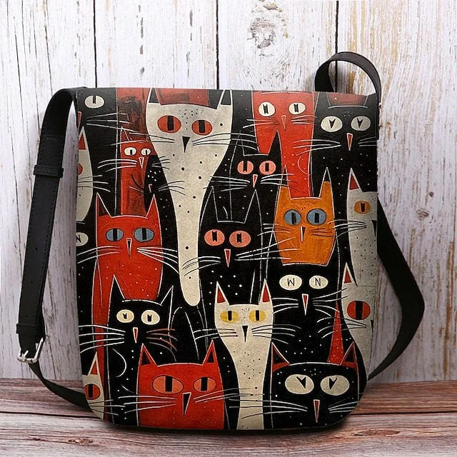 Style & Comfort for Mature Women Women's Cat Print Crossbody Bag