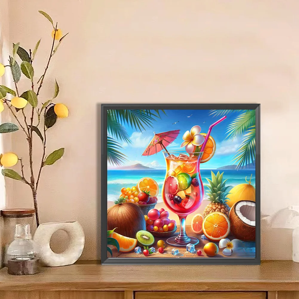 Diamond Painting - Full Round Drill - Summer Beach Fruit Drink(Canvas|30*30cm)