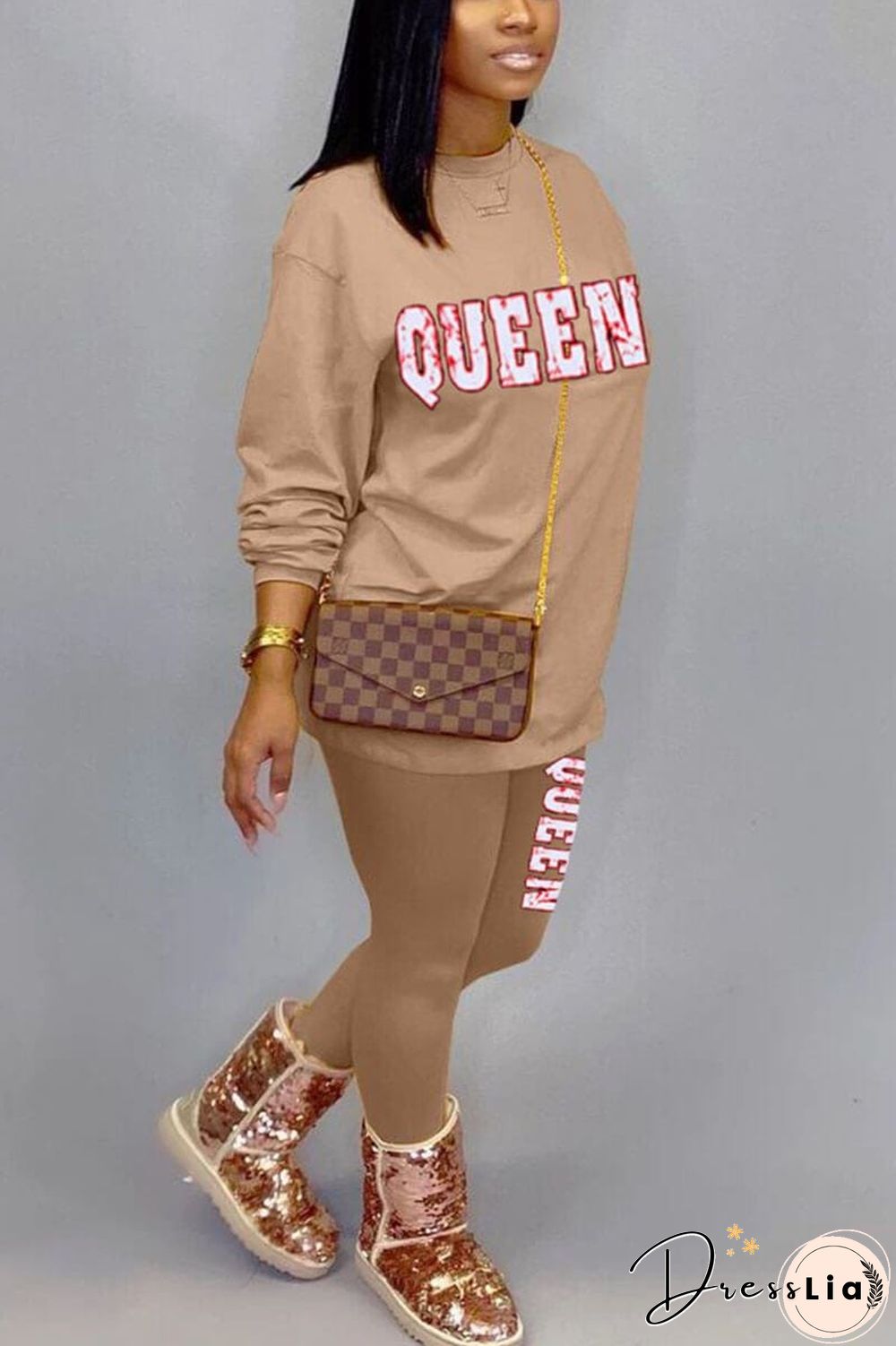 Casual Letter Print Basic Two Pieces