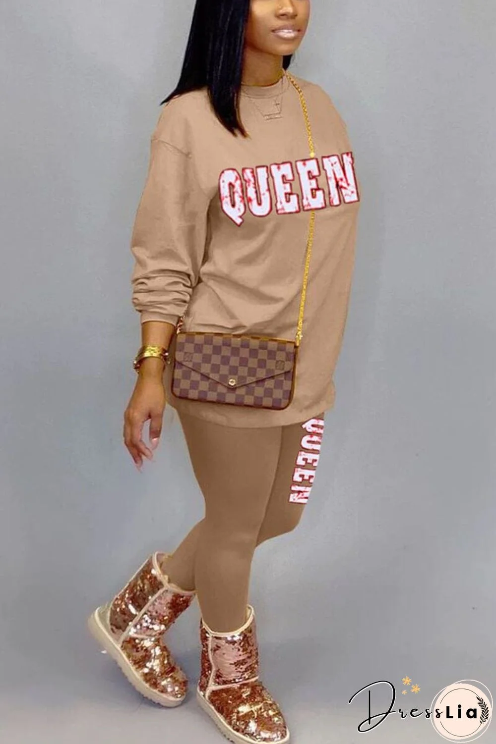 Casual Letter Print Basic Two Pieces