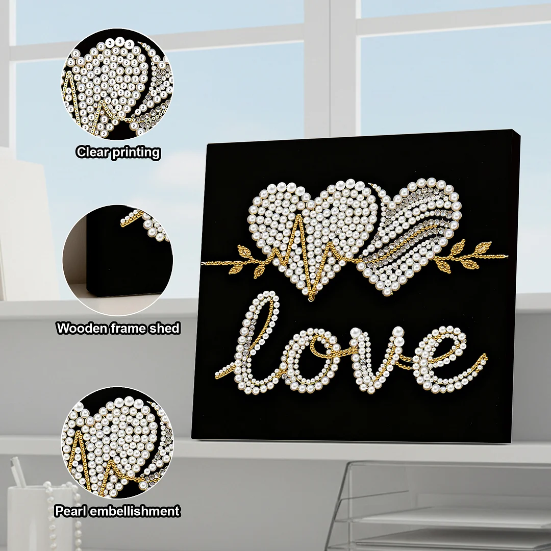 LOVE DIY Pearl Art Diamond Painting Kit for Adults Home Decor 25x25cm With Frame