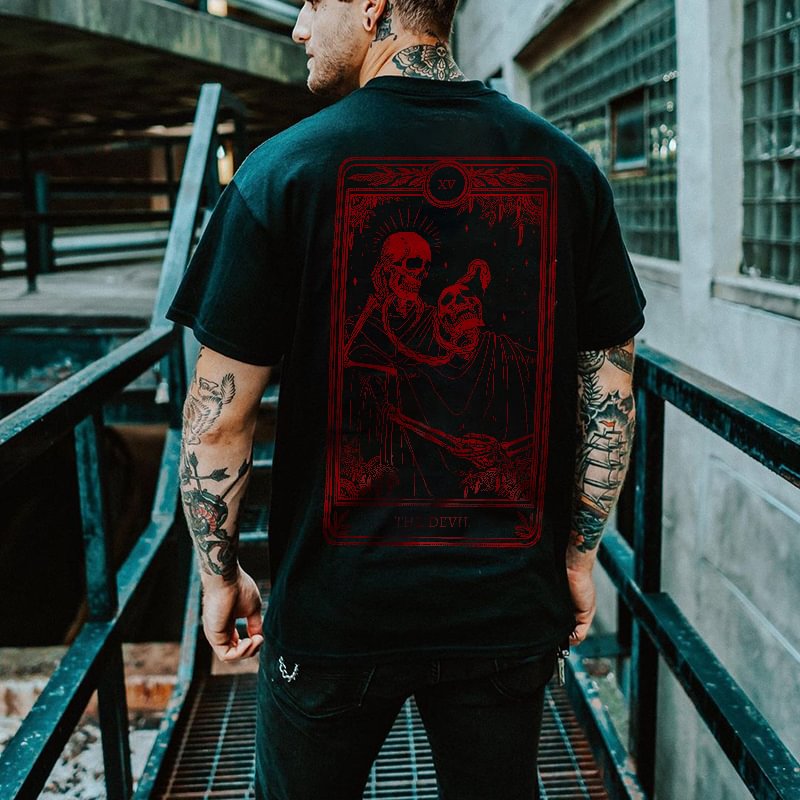 THE DEVIL skeleton print T-shirt designer - Krazyskull