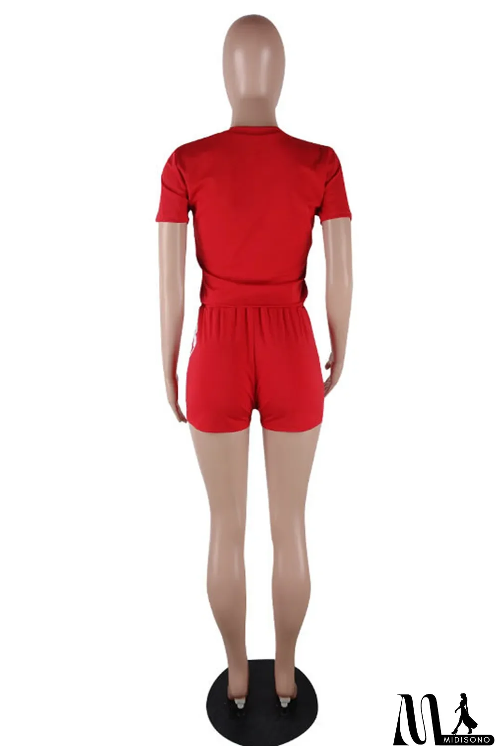 MidiSono - Pink Fashion Casual Letter Print Ripped O Neck Short Sleeve Two Pieces