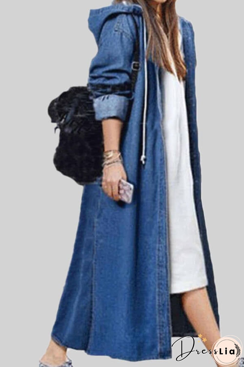 Fashion Casual Denim Long Coat