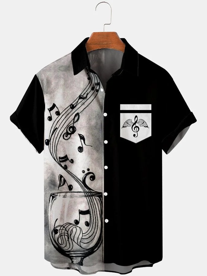 Men's Casual Music Note Printed Hawaiian Shirts