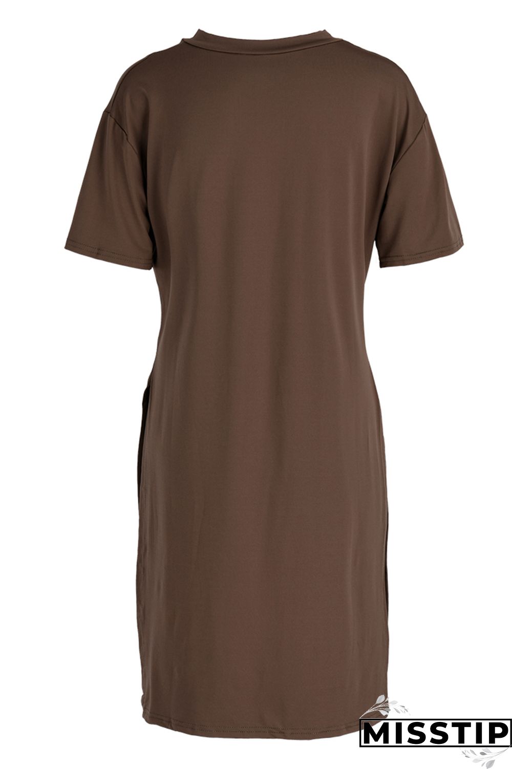 Khaki Fashion Casual Solid Slit V Neck Short Sleeve Two Pieces