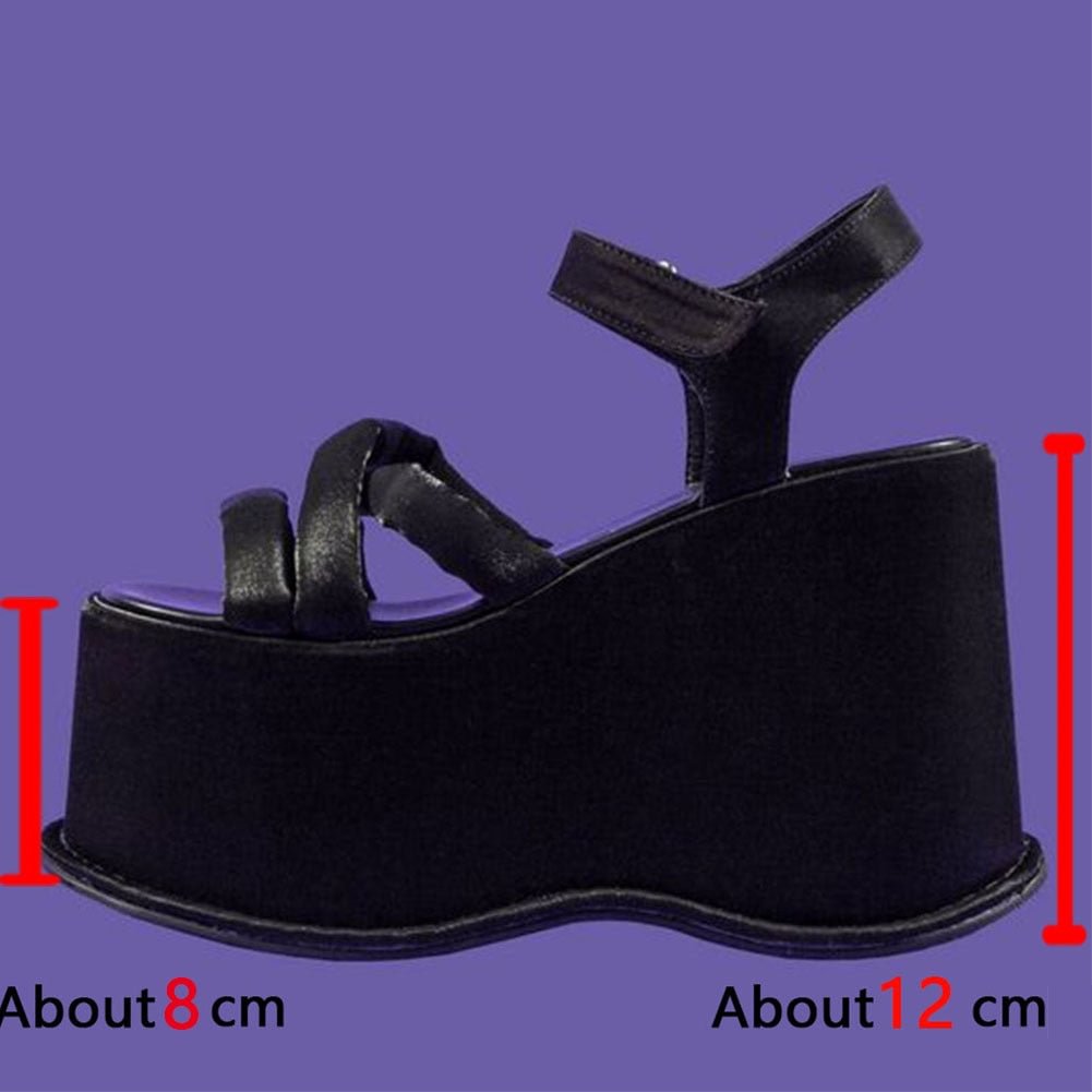 Brand New Sweet Cool Fashion High Heels Lolita Black Gothic Style Girls Cosplay Chunky Platform Shoes Woman Summer Sandals