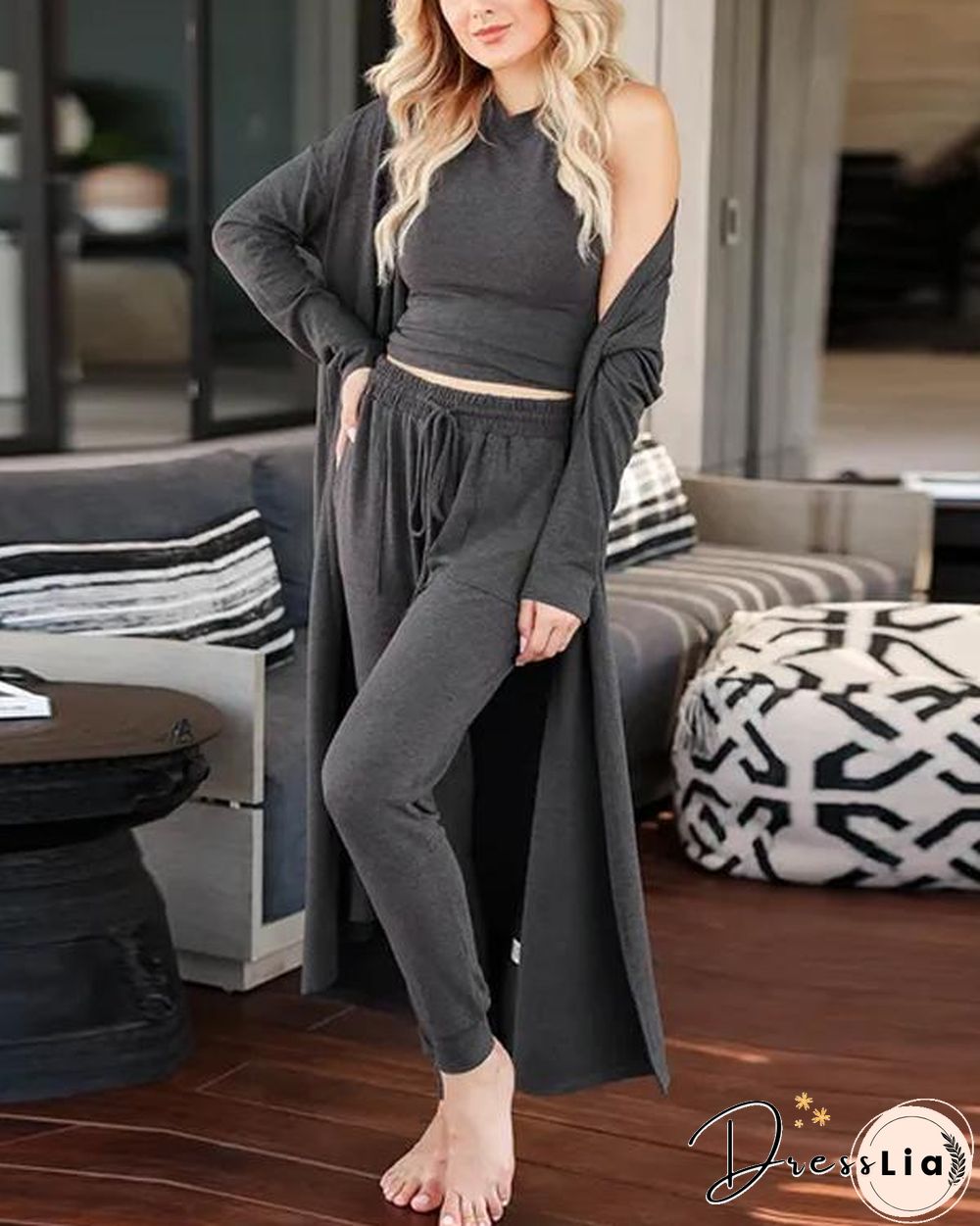 Tank Top Pants Cardigan 3 Pieces Set