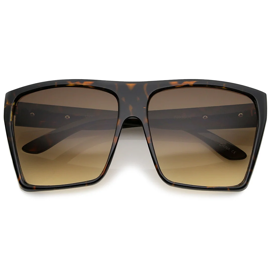 Oversize Flat Top Metal Temple Accent Gradient Lens Square glasses 62mm