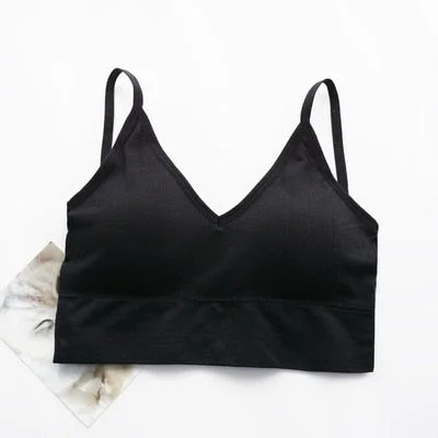 Women Tank Top Bralette Cotton Underwear Seamless Tube Crop Top Female Backless Lingerie Solid Color Camisole Removable Padded